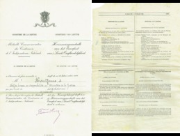 Certificat. Distinction Honorifique Médaille Commémorative Du Centenaire De L'indépendance Nationale.  1931 - Professionali / Di Società