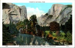 California Yosemite National Park Washington Column And Half Dome From Merced River - Yosemite