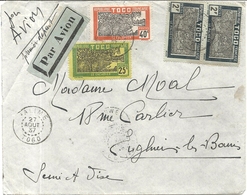LETTRE PAR AVION. DE PALIME POUR LA FRANCE . 1937 - Lettres & Documents