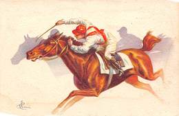 Sport.   Hippisme :      Carte Dessinée  Jockey Et Son Cheval Au Galop Illustrateur Italien    (voir Scan) - Reitsport