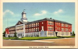 Maine Lewiston High School 1938 Curteich - Lewiston