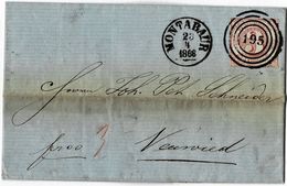 1860, Stp. " 195 " Montabaur,klar , 3 Kr.  (Sem + 90.-€), A3952 - Storia Postale