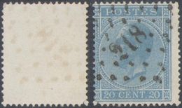 émission 1865 - N°18 Obl Pt 218 "Lierre" - 1865-1866 Profile Left