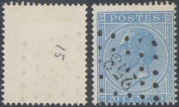 émission 1865 - N°18 Obl Pt 258 "Moustier" - 1865-1866 Profile Left