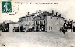 87. HAUTE-VIENNE - BUSSIERE-POITEVINE. Place Centrale Et Café De L'Eglise. - Bussiere Poitevine