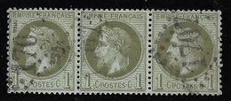 France N°25a Olive Bande De 3 Obl.GC 1707 Grasse (87) Cote 85€ - 1863-1870 Napoléon III Con Laureles