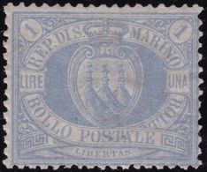 San Marino - 590 * 1899 - L. 1 Oltremare N. 31. Cert. E. Diena. Cat. € 1400,00. SPL - Neufs