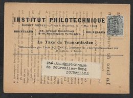 1921 BELGIQUE - PRÉOBLITÉRÉ 3C A COURCELLES  - CARTE ILLUSTRÉ PUBLICITÉ  - INSTITUT PHILOTECHNIQUE, - Roulettes 1920-29