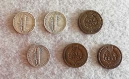 USA One Cent Indiani + One Dime Lotto Di 6 Monete - Collezioni, Lotti Misti