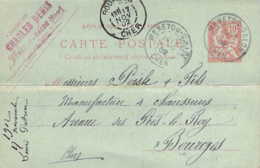 Cachet Commercial Charles Denis à MENETOU-SALON Sur CP Entier Postal - 1900 – 1949