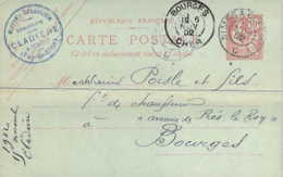 Cachet Commercial Mercerie Bonneterie Chaussures Cladière à ISSOIRE Sur CP Entier Postal - 1900 – 1949