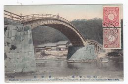 Japan 1912 Farbige Karte Mit Kintal Brücke Vorderseitig Frankiert Nach Frankreich - Brieven En Documenten