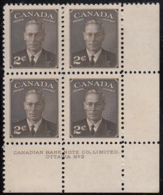 Canada 1949 MNH Sc #285 2c George VI Plate 2 LR - Plate Number & Inscriptions