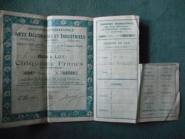3 Bons à Lot 50 Francs  ARTS DECORATIFS & INDUSTRIELS - 1923 - Cinema & Teatro