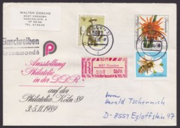 Mi-Nr. U10, R- Brief Mit Pass. Zusatzfrt. Und SbPA-R- Zettel "Dresden", 31,7,90, Letzttag Für R- Zettel! - Enveloppes - Oblitérées