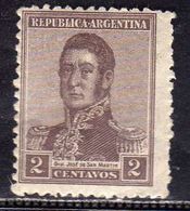 ARGENTINA 1923 JOSE DE SAN MARTIN CENT. 2c MH - Nuevos