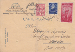 REVENUE STAMP, REPUBLIC COAT OF ARMS, CONSTITUTION, STAMPS ON POSTCARD, 1948, ROMANIA - Covers & Documents