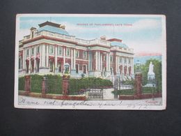 Südafrika 1907 Cape Of Good Hope AK Houses Of Parliament Cape Town Stempel Grahamstown Nach New Jersey USA Gesendet - Cap De Bonne Espérance (1853-1904)