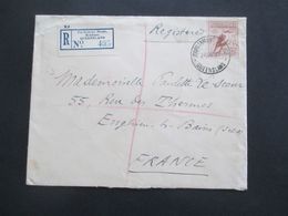Australien 1937 Einschreiben Parliament House Brisbane Queensland Registered Nach Frankreich Tückseitig 4 Stempel - Briefe U. Dokumente