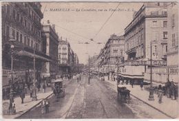 MARSEILLE (13) La Cannebière, Vue Du Vieux Port ( Café De La Bourse, Régence Bar, Maison Moderne , Calèches ) - Canebière, Stadscentrum