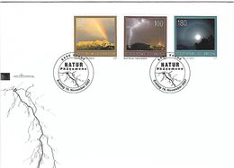 LIECHTENSTEIN Enveloppe 1er Jour Cad 19 11 2007 Yvert 1405-1407 - Nature Phénomèbes Météo Orages Orage  Halo Arc En Ciel - Storia Postale