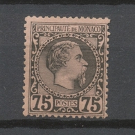 MONACO N°8 75c Noir S.rose N* Signé CALVES Cote 415€ P1974 - Unused Stamps