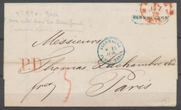 1872 Lettre De Hambourg Pr Paris Avec CAD Bleu Allemagne AVRNC. PARIS BLEU P3014 - Entry Postmarks