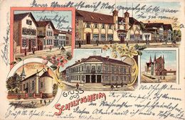 SCHILTIGHEIM (67-Bas-Rhin) Gruss Aus  Wirtschaft Zum Tiger  - Restaurant  - Lithographie Colorée-Dessin-dessinée 2 SCANS - Schiltigheim