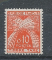 Type Gerbes. N°91 10c. Orange N** Légende REPUBLIQUE FRANCAISE TIMBRE TAXE. YX91 - 1960-.... Mint/hinged