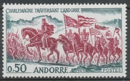 Andorre FR N°167 50c Vert-bleu Foncé/carmin N** ZA167 - Neufs