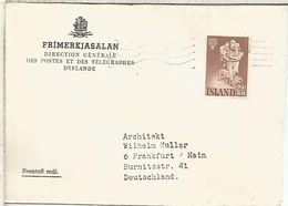 ISLANDIA ISLAND ICELAND CC 1967 MAT REYKJAVIK HANS HALS - Lettres & Documents