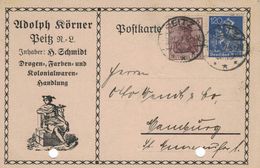 Illustrierte Postkarte Mit Aktenlochung - Infla - Peitz 1922 - Adolph Körner Drogen Farben Kolonialwaren - Pharmacy