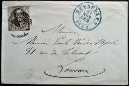 328 BELGIUM BELGIQUE 1852 BRUXELLES BRUSSELS TO LOUVAIN - 1849-1865 Medaillons (Varia)