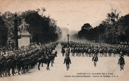 Visite De S.M. Alphonse XIII à Paris 1905 - Arrivée Du Cortège Avenue Des Champs-Elysées - Carte C.L.C. Non Circulée - Recepciones