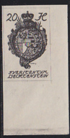 LIECHTENSTEIN (1920) Coat Of Arms. Imperforate Trial Color Proof In Black. Scott No 21. - Prove E Ristampe