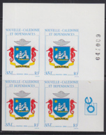 NEW CALEDONIA (1984) Arms Of New Caledonia. Imperforate Corner Block Of 4. Scott No 500, Yvert No 486. - Sin Dentar, Pruebas De Impresión Y Variedades