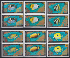 WALLIS & FUTUNA (1992) Tropical Fish. Set Of 6 Imperforate Pairs. Scott Nos 426-31, Yvert Now 430-5. - Geschnittene, Druckproben Und Abarten