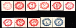 LIECHTENSTEIN (1920) Set Of 12 Postage Due Proofs In Final Colors. Scott Nos J1-11. - Prove E Ristampe