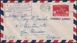 1949-EP-164 CUBA REPUBLICA 1949 POSTAL STATIONERY Ed.98. 2c SUPERCONSTELLATION AVION AIR MAIL. FDC VIOLET CANCEL - Andere & Zonder Classificatie