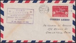 1949-EP-167 CUBA REPUBLICA 1949 POSTAL STATIONERY Ed.98. 2c SUPERCONSTELLATION AVION AIR MAIL. FDC VIOLET CANCEL - Andere & Zonder Classificatie