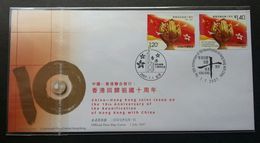 Hong Kong - China Joint Issue 10th Anniversary The Reunification 2007 HKSAR (joint FDC) *dual PMK - Covers & Documents