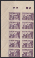 POLAND (1945) Gdansk High Gate. Imperforate Block Of 10. Scott No 372. Some Creasing Present. - Proofs & Reprints