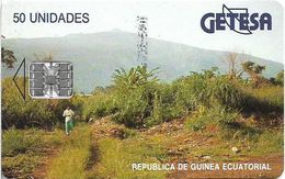 Equatorial Guinea - GETESA - Landscape, SC7, (Cn. 00018446 Bottom Left), 50Units, Used - Guinée-Equatoriale