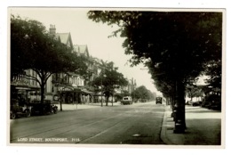 Ref 1379 - Early J. Salmon Real Photo Postcard - Cars & Bus - Lord Street Southport - Southport