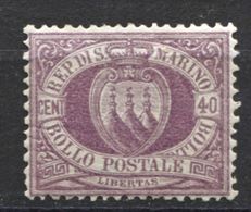 SAN MARINO 1877 CIFRA 40 C. GOMMA ORIGINALE - Neufs