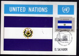 UNITED NATIONS NEW YORK ONU UN UNO 1980 FLAGS EL SALVADOR FDC MAXI CARD CARTOLINA MAXIMUM - Tarjetas – Máxima