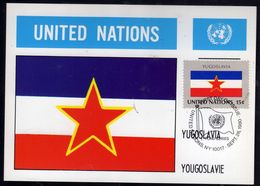 UNITED NATIONS NEW YORK ONU UN UNO 1980 FLAGS YUGOSLAVIA YUGOSLAVIE JUGOSLAVIA FDC MAXI CARD CARTOLINA MAXIMUM - Tarjetas – Máxima