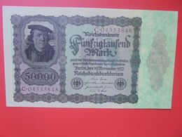 Reichsbanknote 50.000 MARK 1922 VARIANTE N°1 CHIFFRES ROUGE-FOND FONCE CIRCULER (B.16) - 50000 Mark