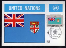 UNITED NATIONS NEW YORK ONU UN UNO 26 9 1980 FLAGS FIJI FIDJI FDC MAXI CARD CARTOLINA MAXIMUM - Cartes-maximum