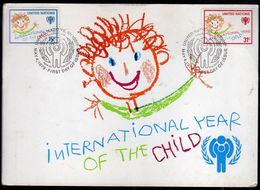UNITED NATIONS NEW YORK ONU UN UNO 4 5 1979 INTERNATIONAL YEAR OF THE CHILD COMPLETE SET FDC MAXI CARD CARTOLINA MAXIMUM - Tarjetas – Máxima